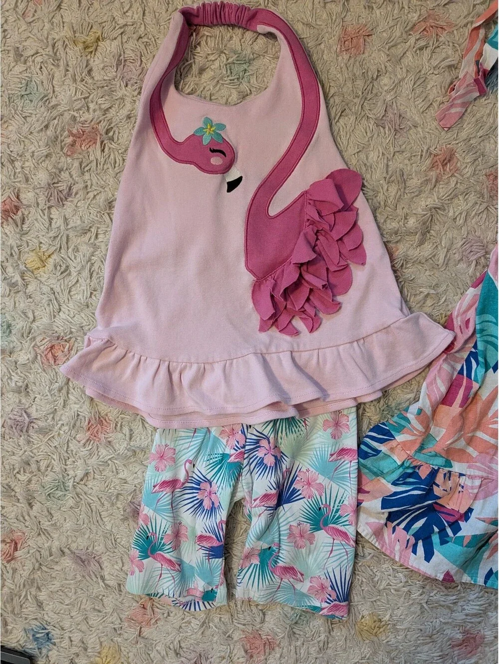 Gymboree Girls' 6 Tropical Halter Dress and Flamingo Halter Top w Leggings Set